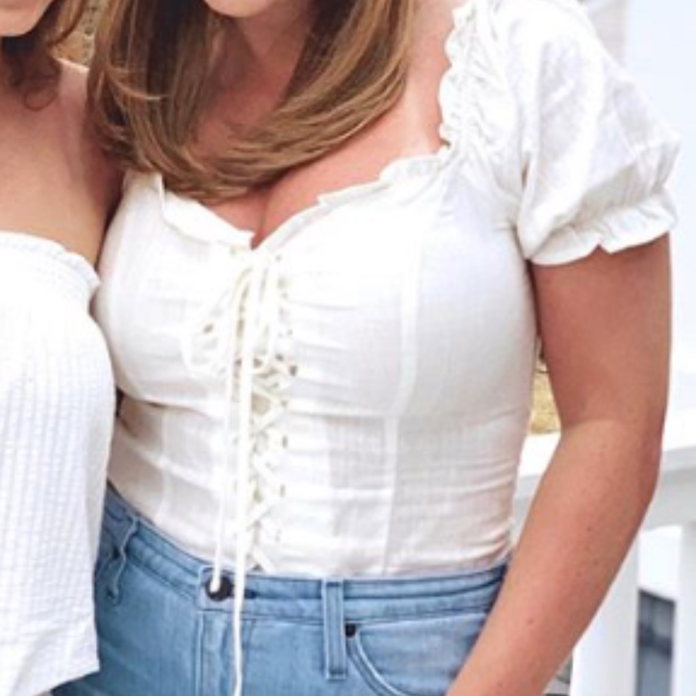 Bloomingdale’s Corset Top with Puff Sleeves